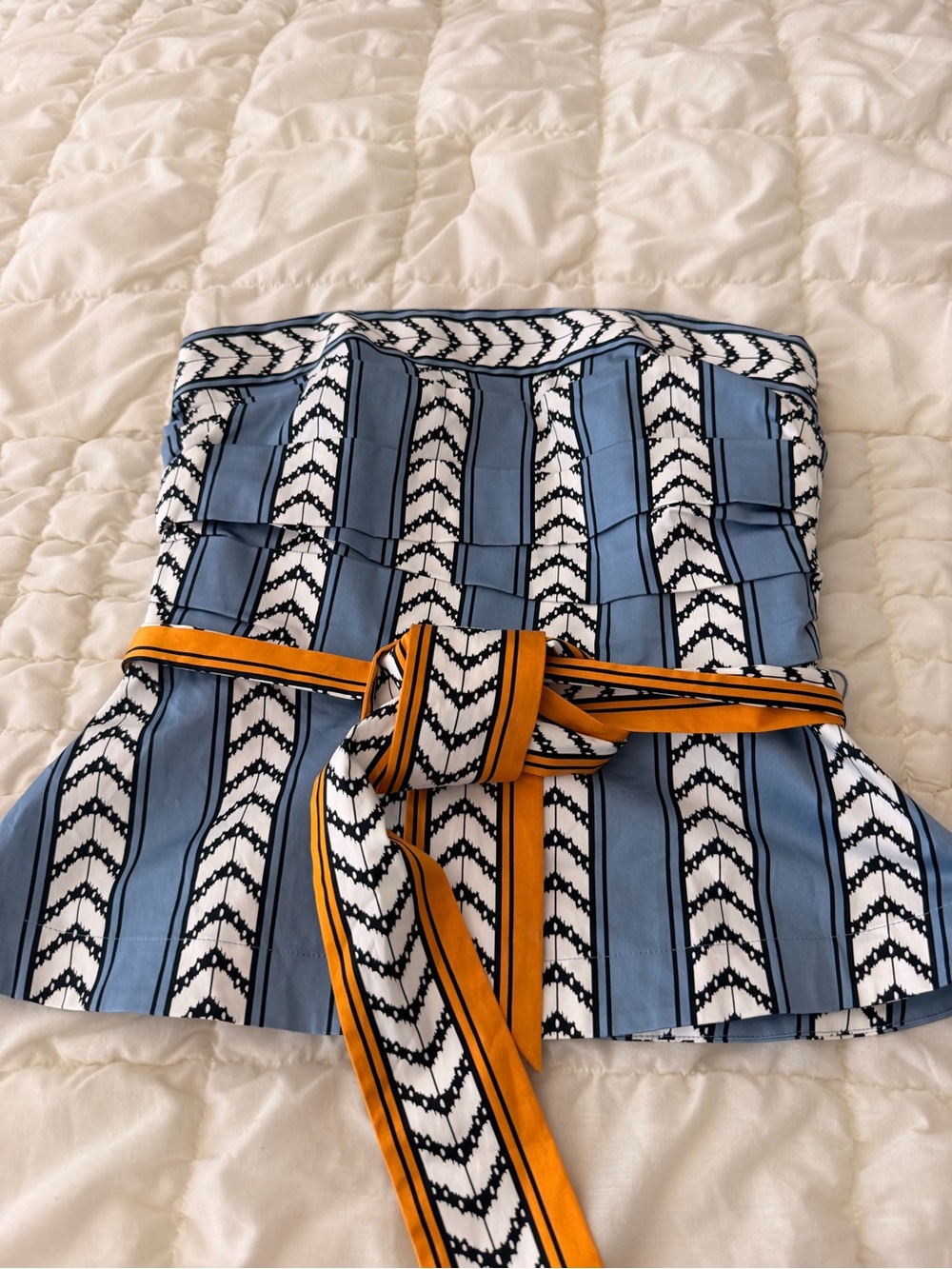 Women's Blue Striped High-Waist Corset with Contrast Belt - Picture 4 of 13